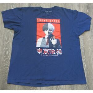 TOKYO GHOUL Anime T Shirt Size XL Men's Blue Fantasy Manga Japanese Short Sleeve